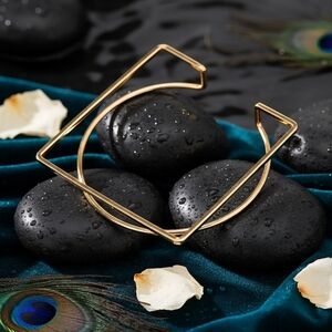 Statement Geometric Square Cuff Bracelet 14K Gold Plated Modern Minimalist